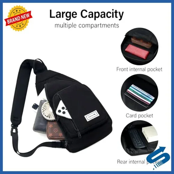 Canvas Crossbody Bag Fits 11" Tablet Adjustable Strap Multi-Pocket Travel - Picture 4 of 7